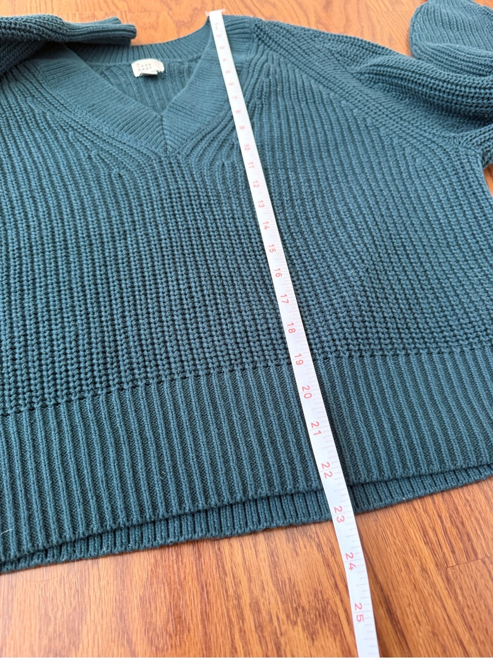 a new day Dark Green Teal V Neck Sweater Women’s Size Small - Picture 9 of 9